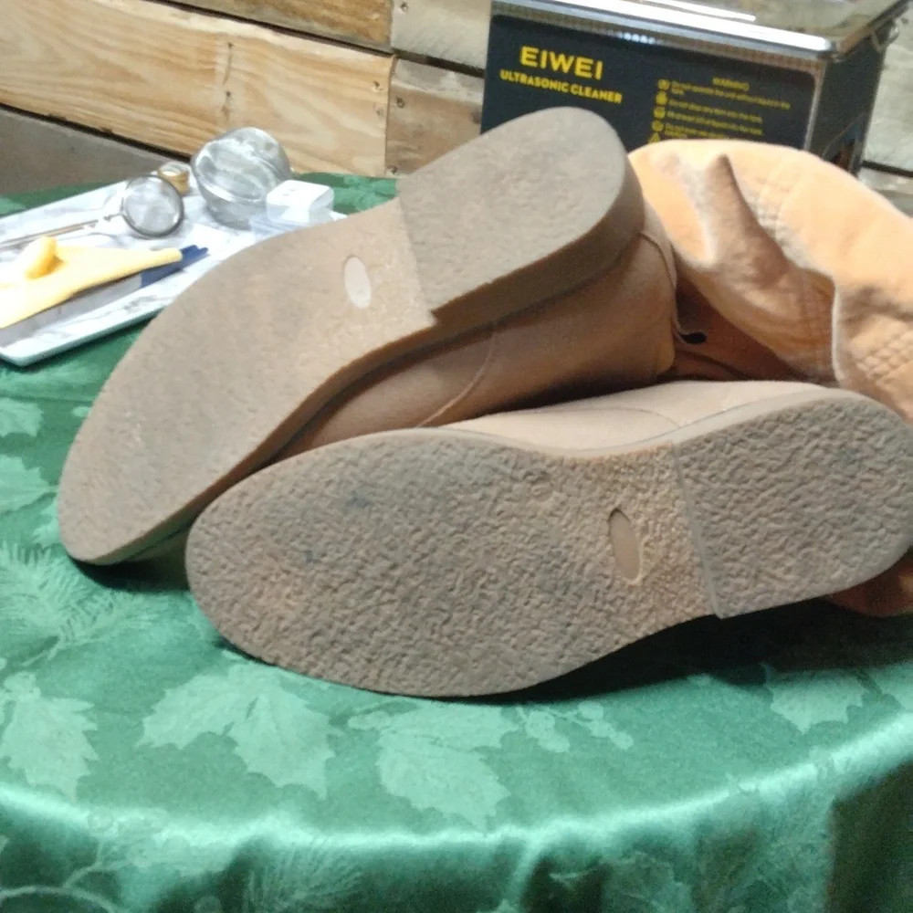Brand pair of Men's tan suede boots by Bruno Marc